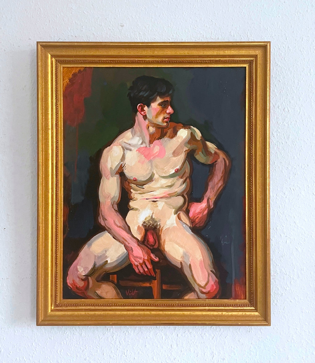Seated Male Nude with Frame