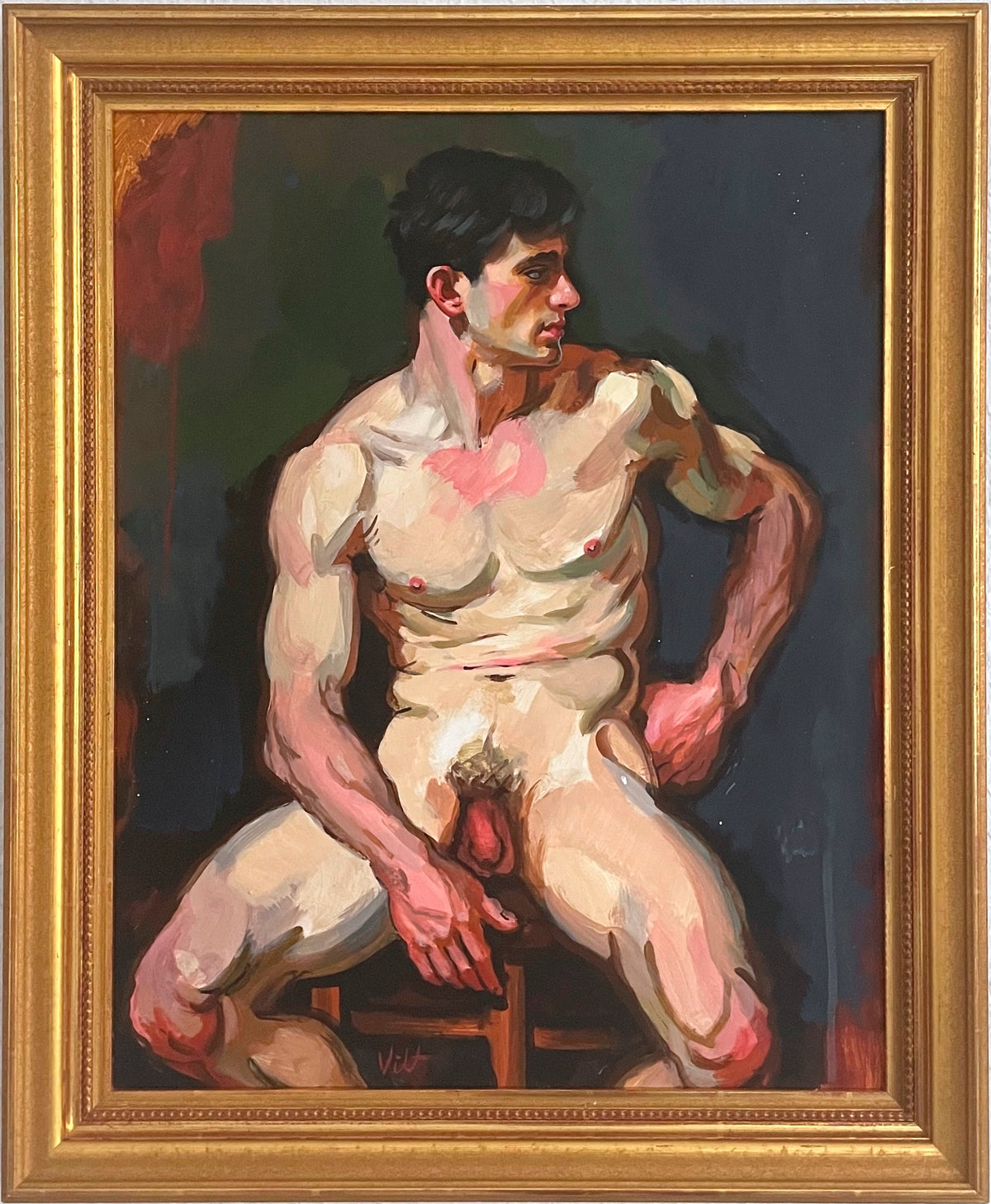 Seated Male Nude with Frame