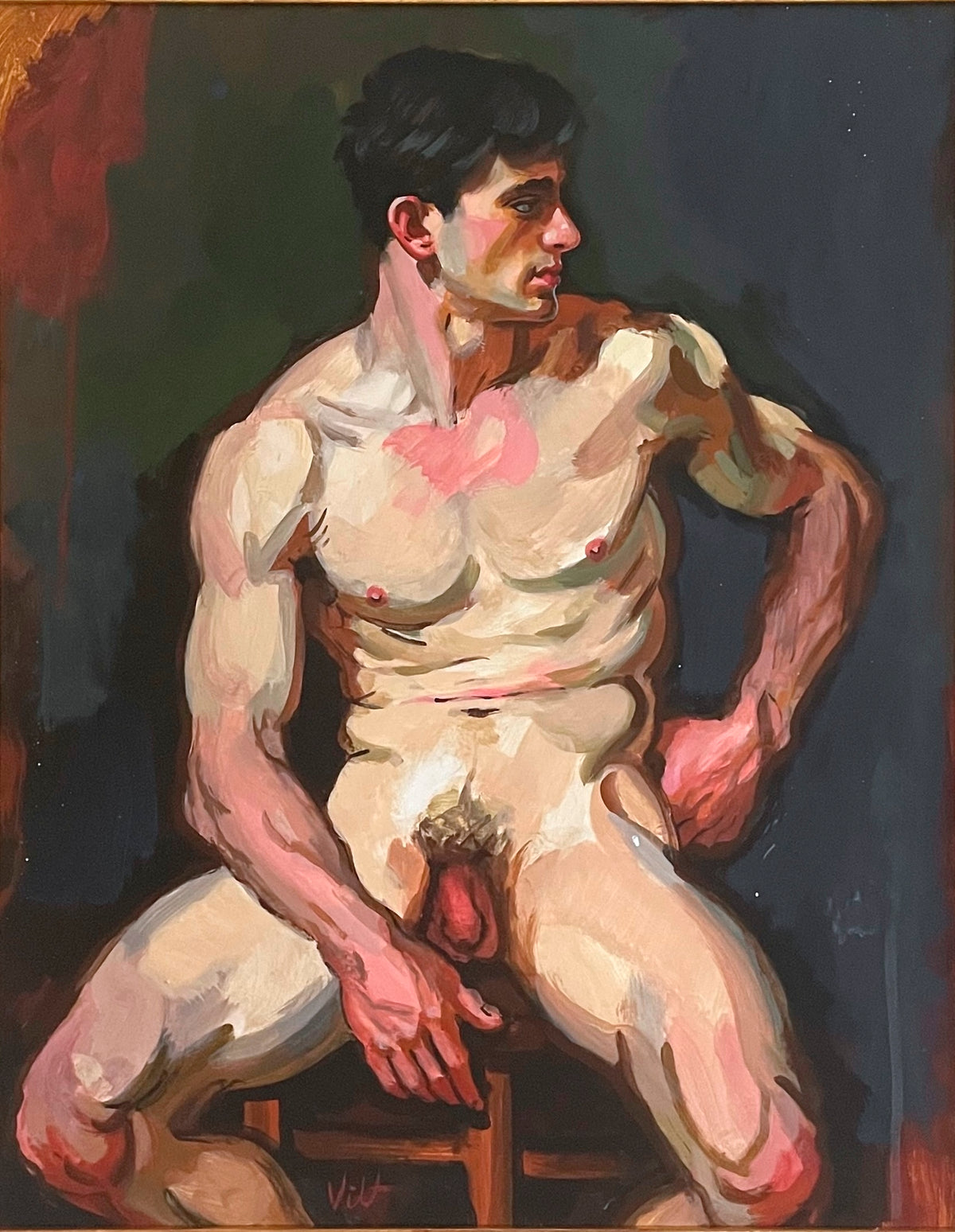 Seated Male Nude with Frame