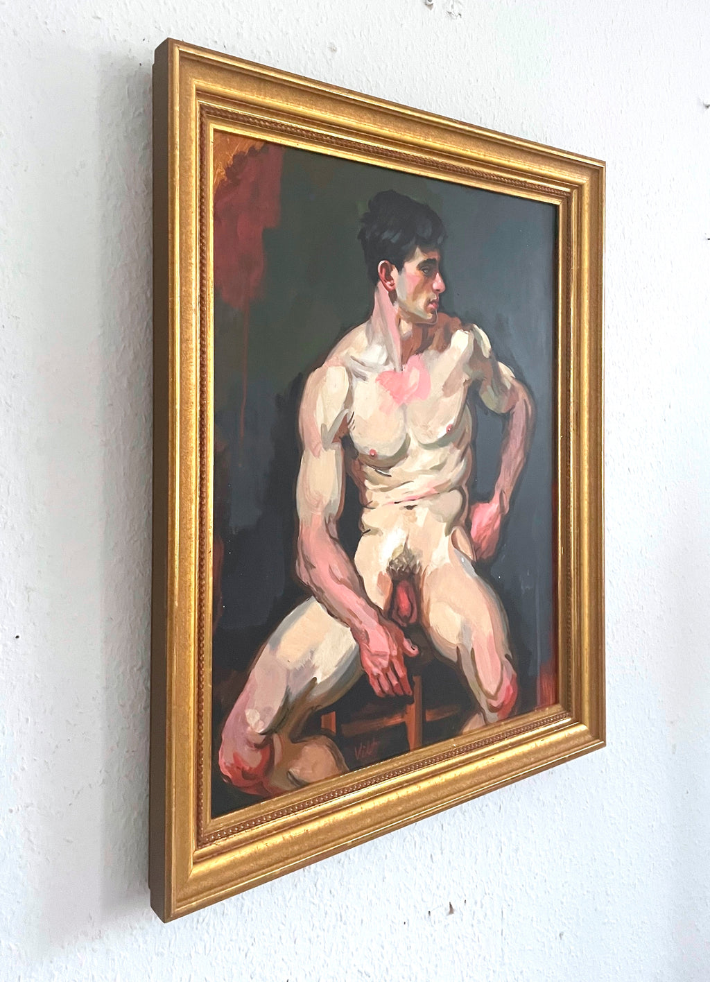 Seated Male Nude with Frame