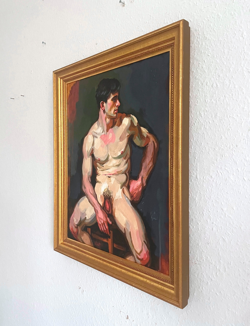 Seated Male Nude with Frame