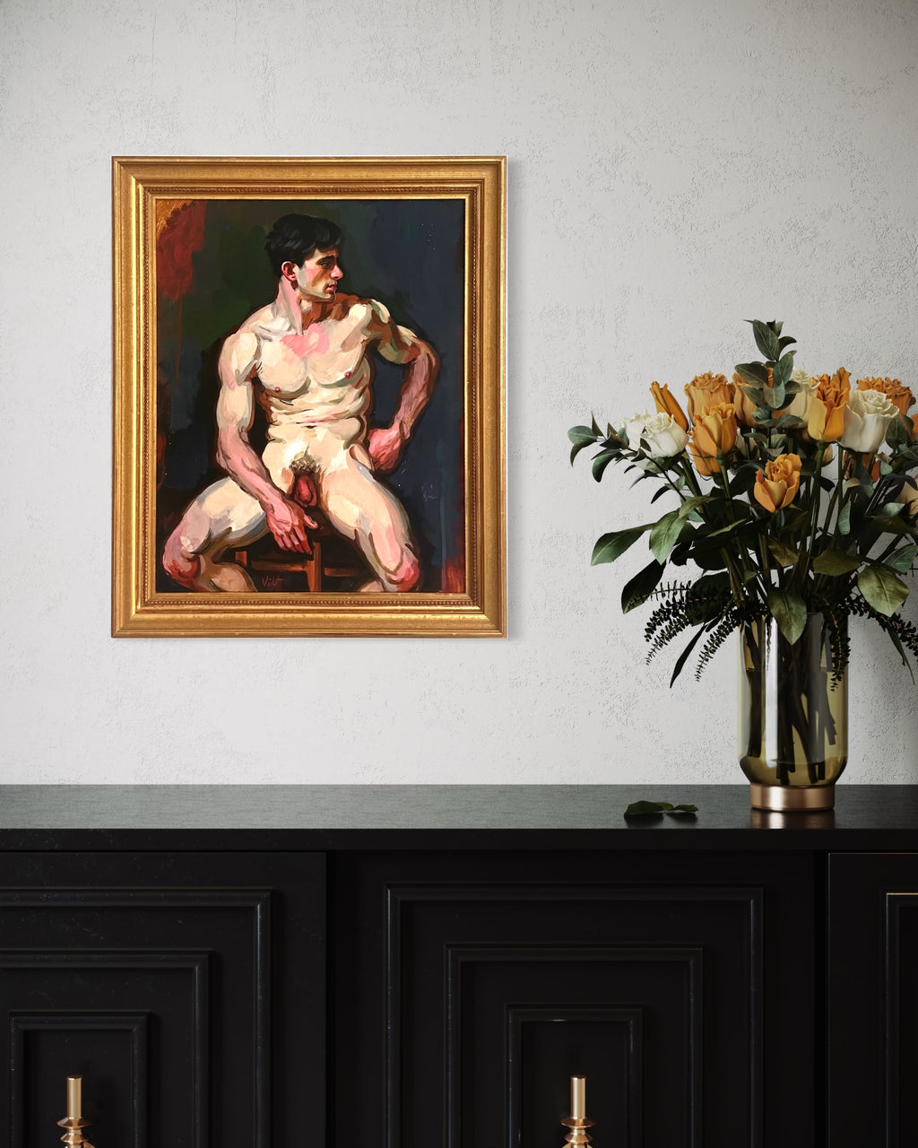 Seated Male Nude with Frame