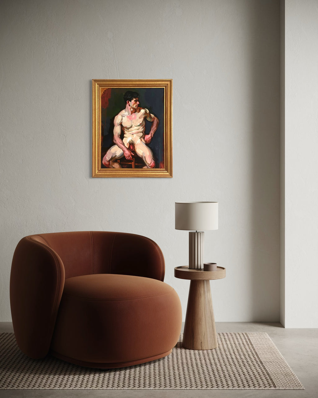 Seated Male Nude with Frame