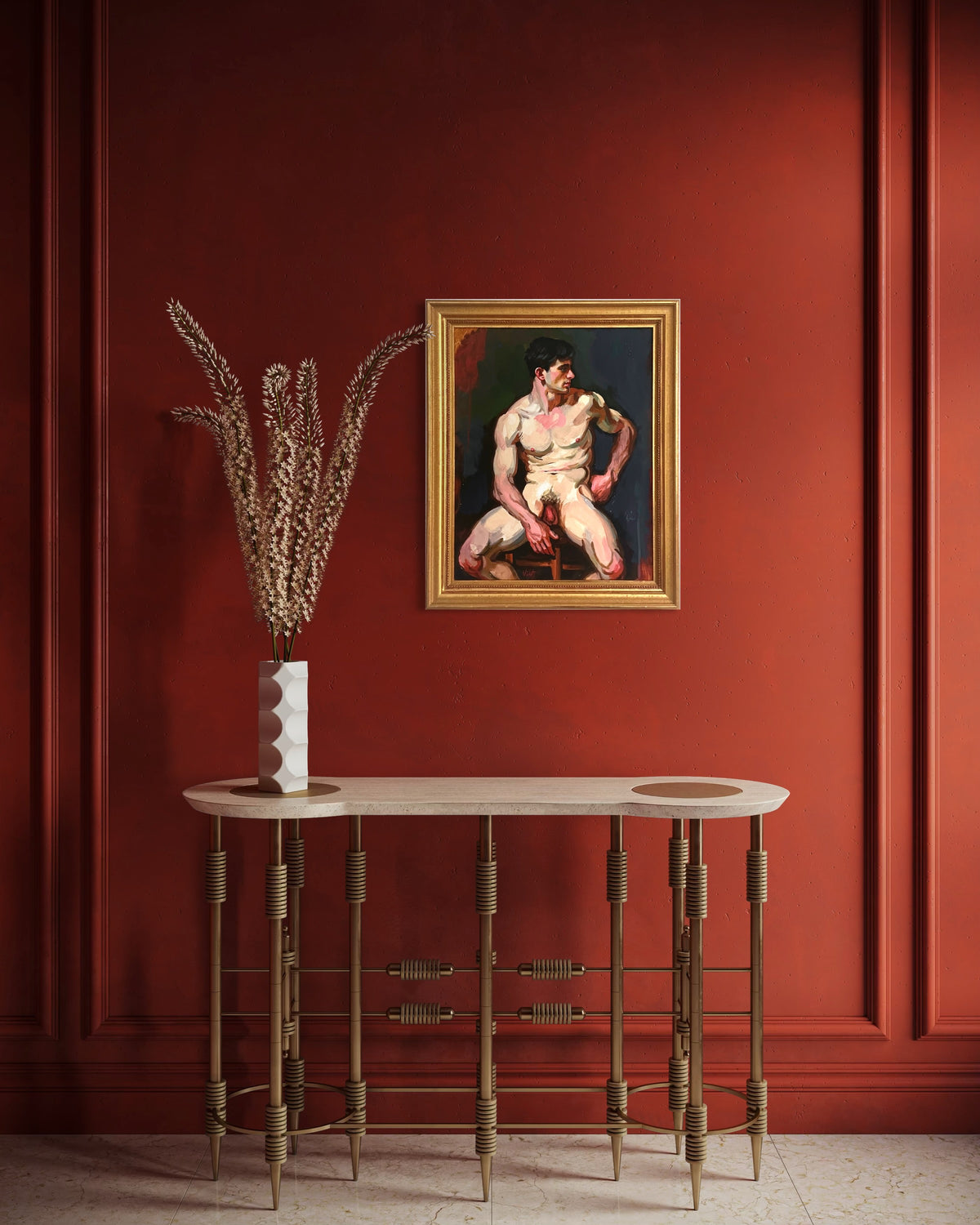 Seated Male Nude with Frame