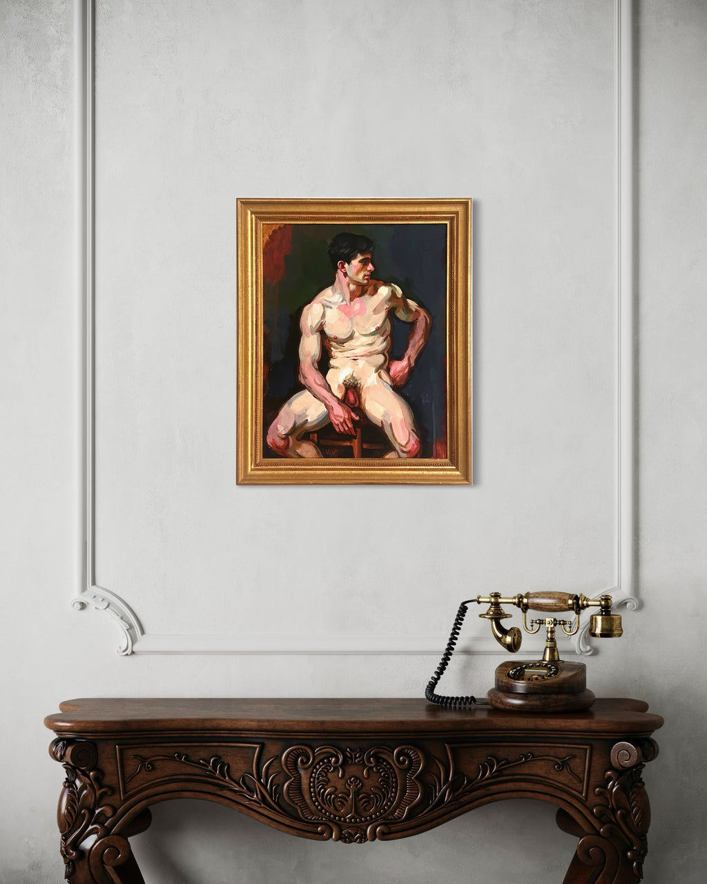 Seated Male Nude with Frame